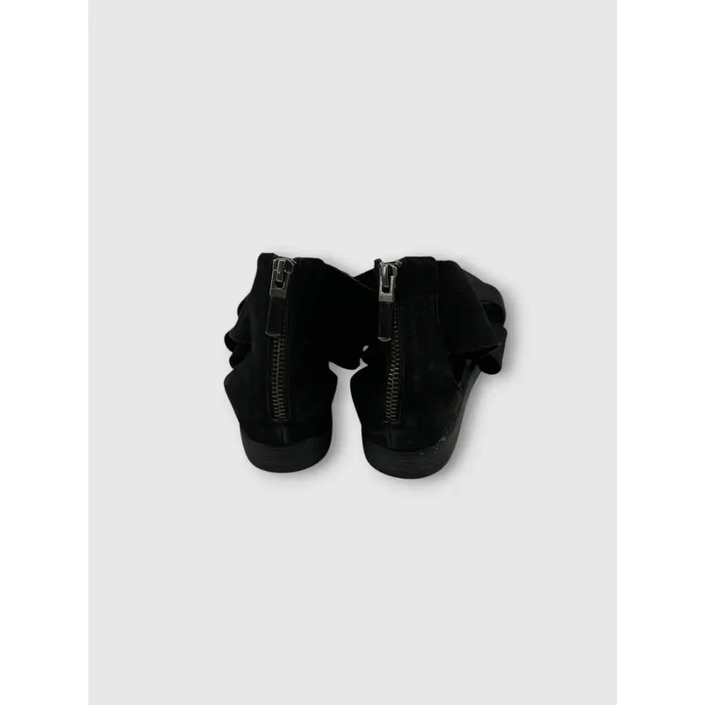 Eileen Fisher Black Suede Leather Gladiator Cutout Strappy Sandals Size 9